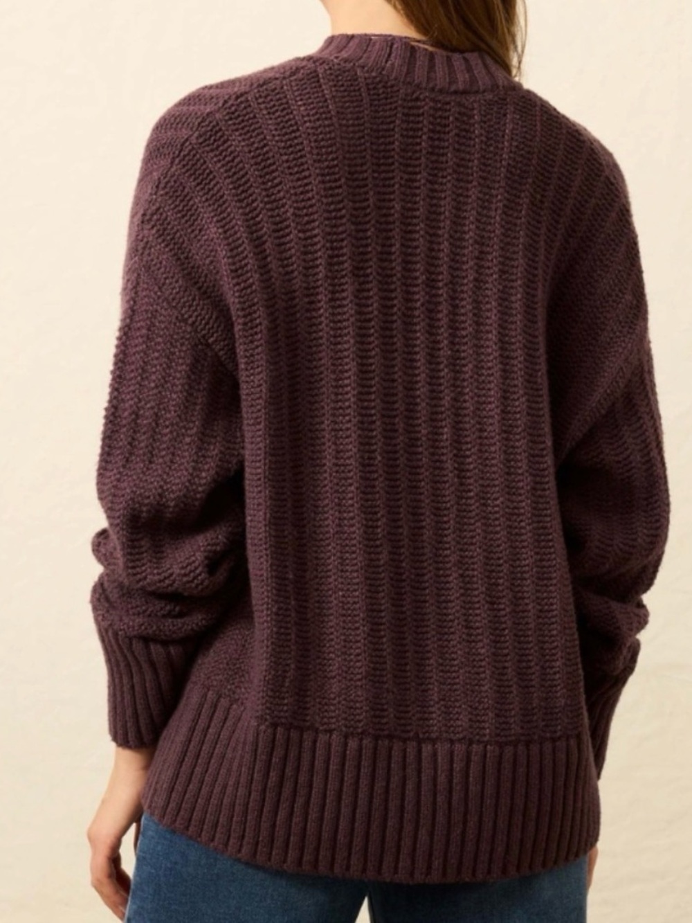 Faherty Plum Ribbed V-Neck Button Cardigan - Picture 2 of 9